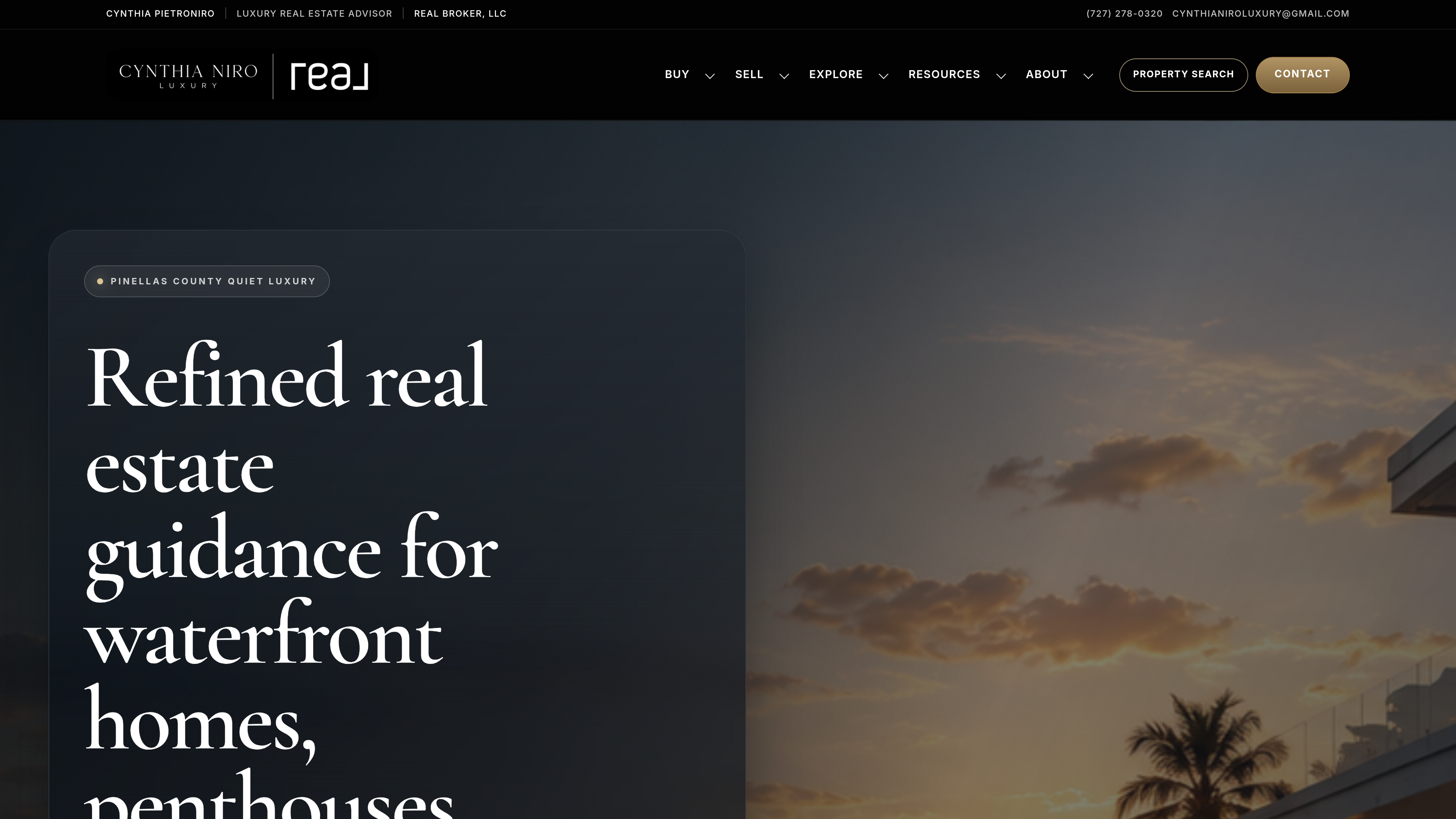 Cynthia Niro Luxury real estate website homepage preview